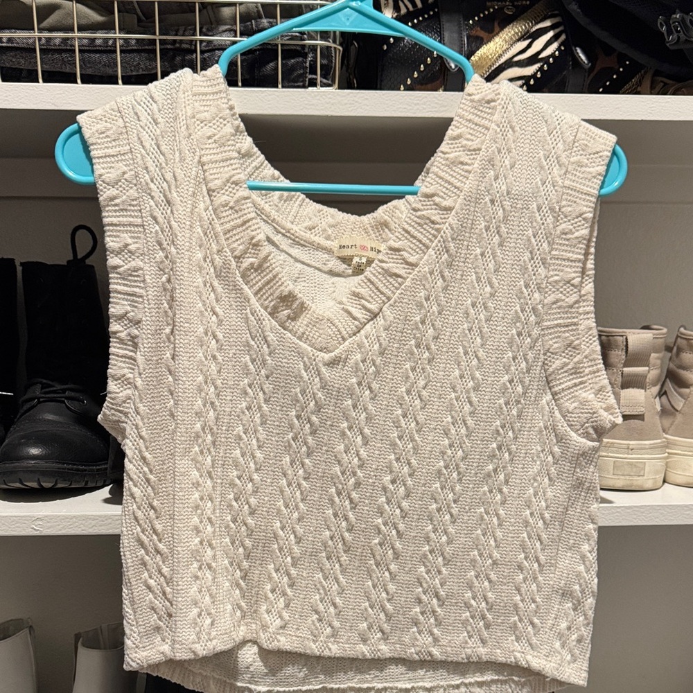 Heart Hips Ivory Cable Knit Tank Top / Sweater Vest